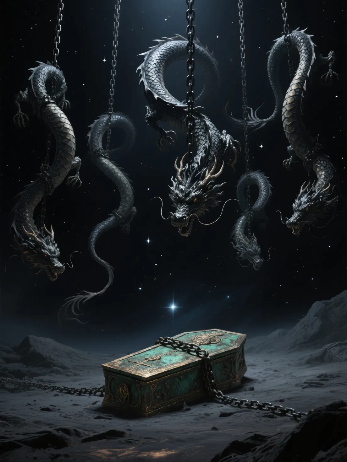 Nine Dragons Pulling a Coffin